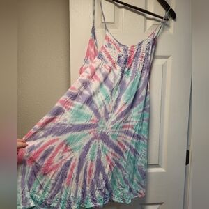 Pink Boho Turquoise Mermaid Embroiderd Tank Dress Sz M L dress